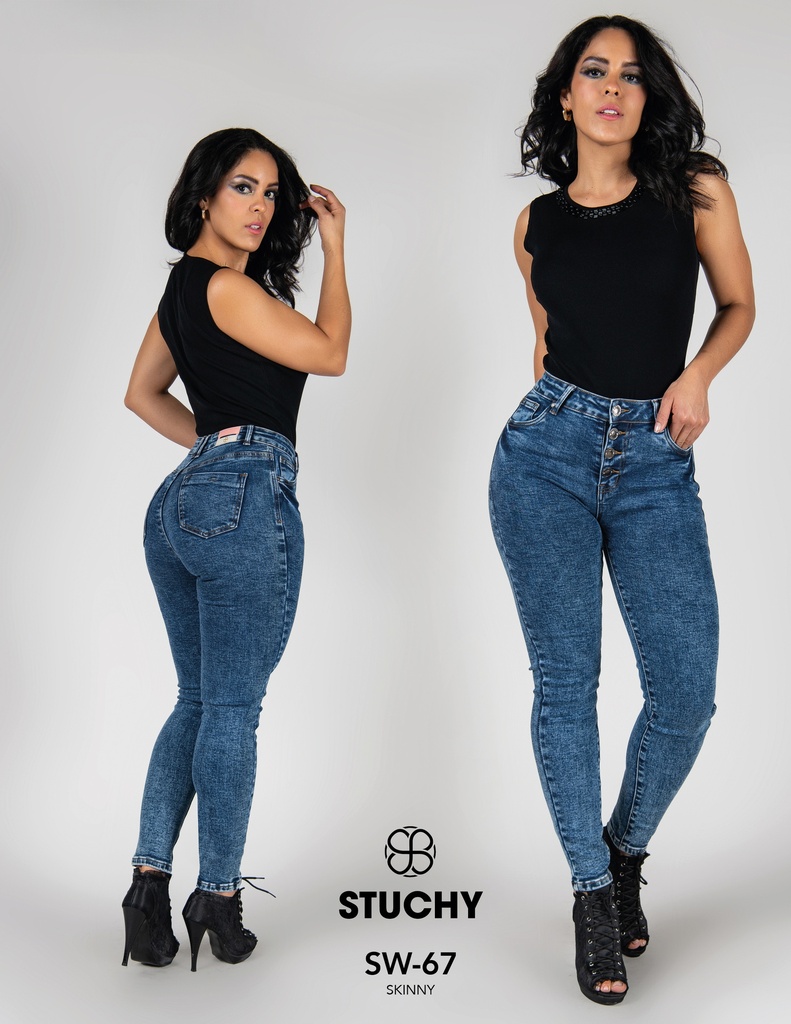 PANTALÓN DE MEZCLILLA SNIKKY TIRO ALTO ACID WASH CLARO 